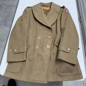 Vintage Modells Wool field jacket Overcoat Tan Double Breast heavy coat